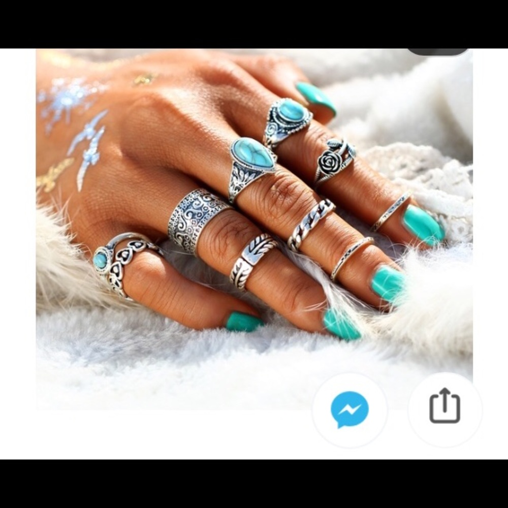 JUST IN! Creative 10PC Geometric Ring Set - Picture 5 of 5